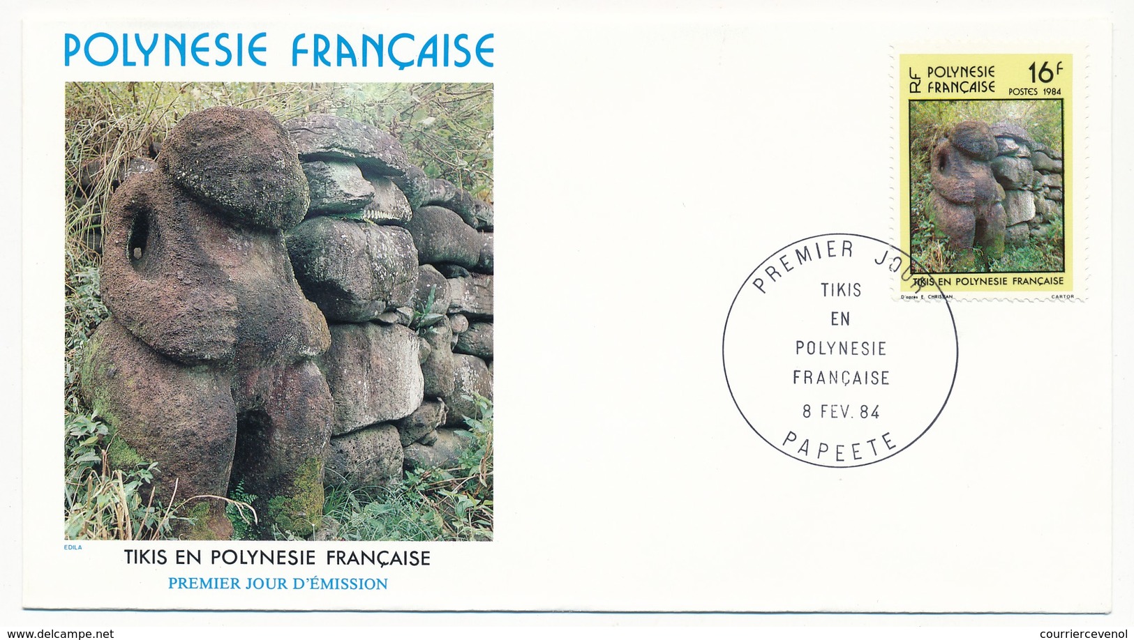 POLYNESIE FRANCAISE - 3 FDC - Tikis En Polynésie Française - 8 Février 1984 - Papeete - FDC