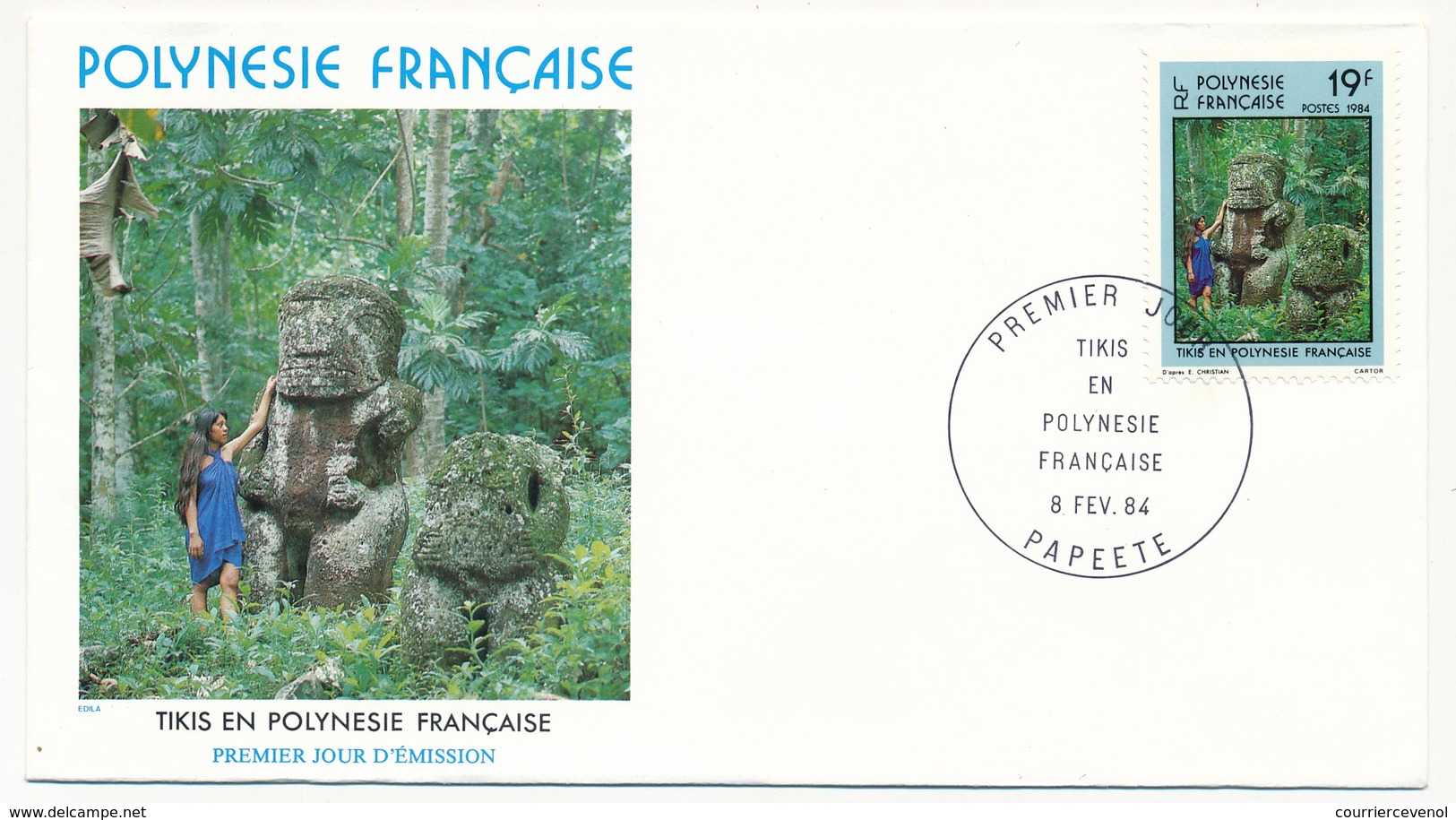 POLYNESIE FRANCAISE - 3 FDC - Tikis En Polynésie Française - 8 Février 1984 - Papeete - FDC