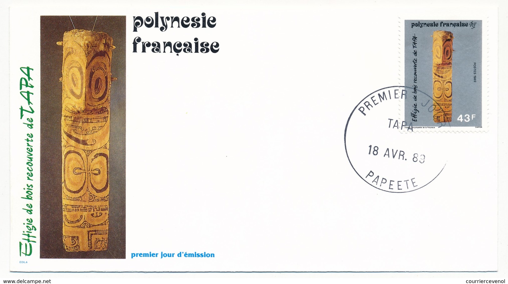 POLYNESIE FRANCAISE - 3 FDC - Tapa - 18 Avril 1989 - Papeete - FDC