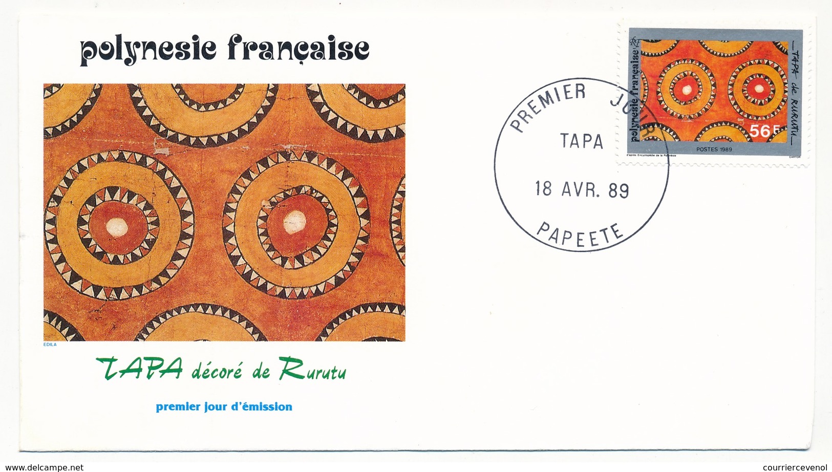 POLYNESIE FRANCAISE - 3 FDC - Tapa - 18 Avril 1989 - Papeete - FDC