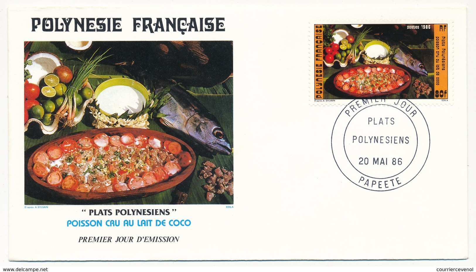 POLYNESIE FRANCAISE - 2 FDC - Plats Polynésiens - 20 Mai 1986 - Papeete - FDC