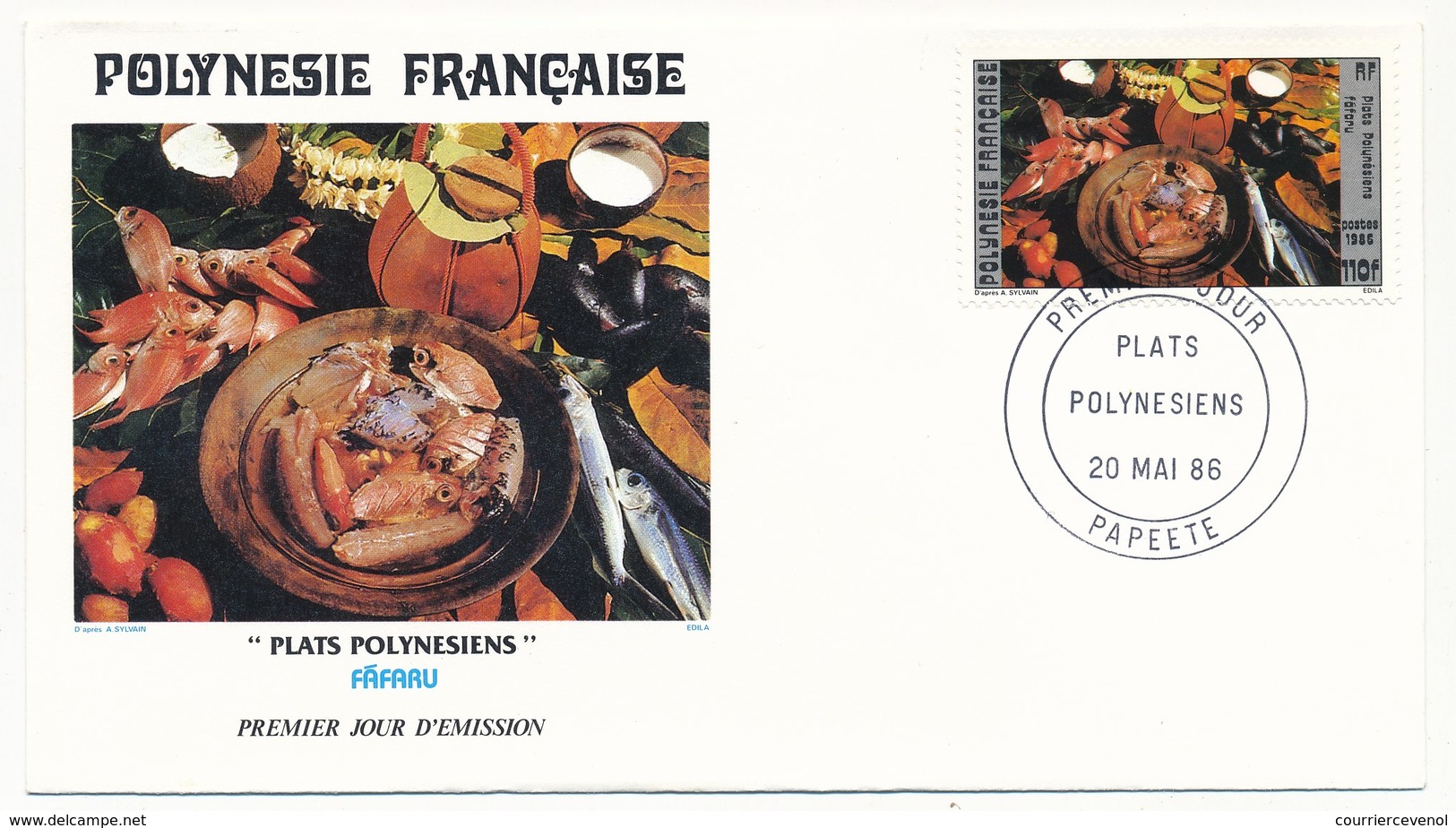 POLYNESIE FRANCAISE - 2 FDC - Plats Polynésiens - 20 Mai 1986 - Papeete - FDC