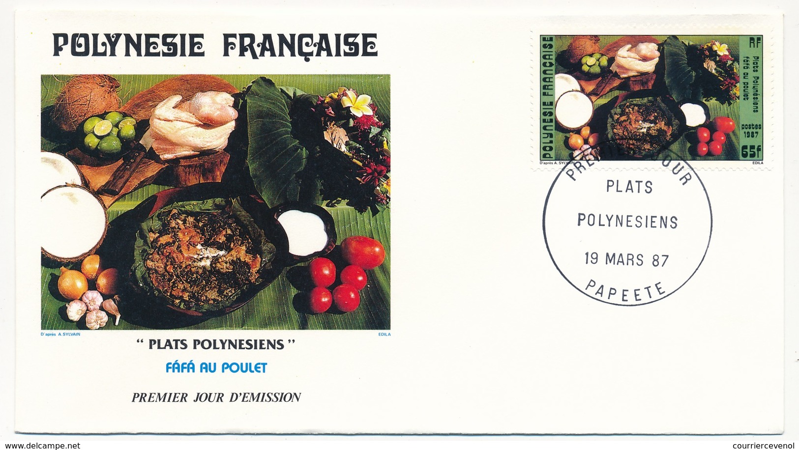 POLYNESIE FRANCAISE - 2 FDC - Plats Polynésiens - 19 Mars 1987 - Papeete - FDC