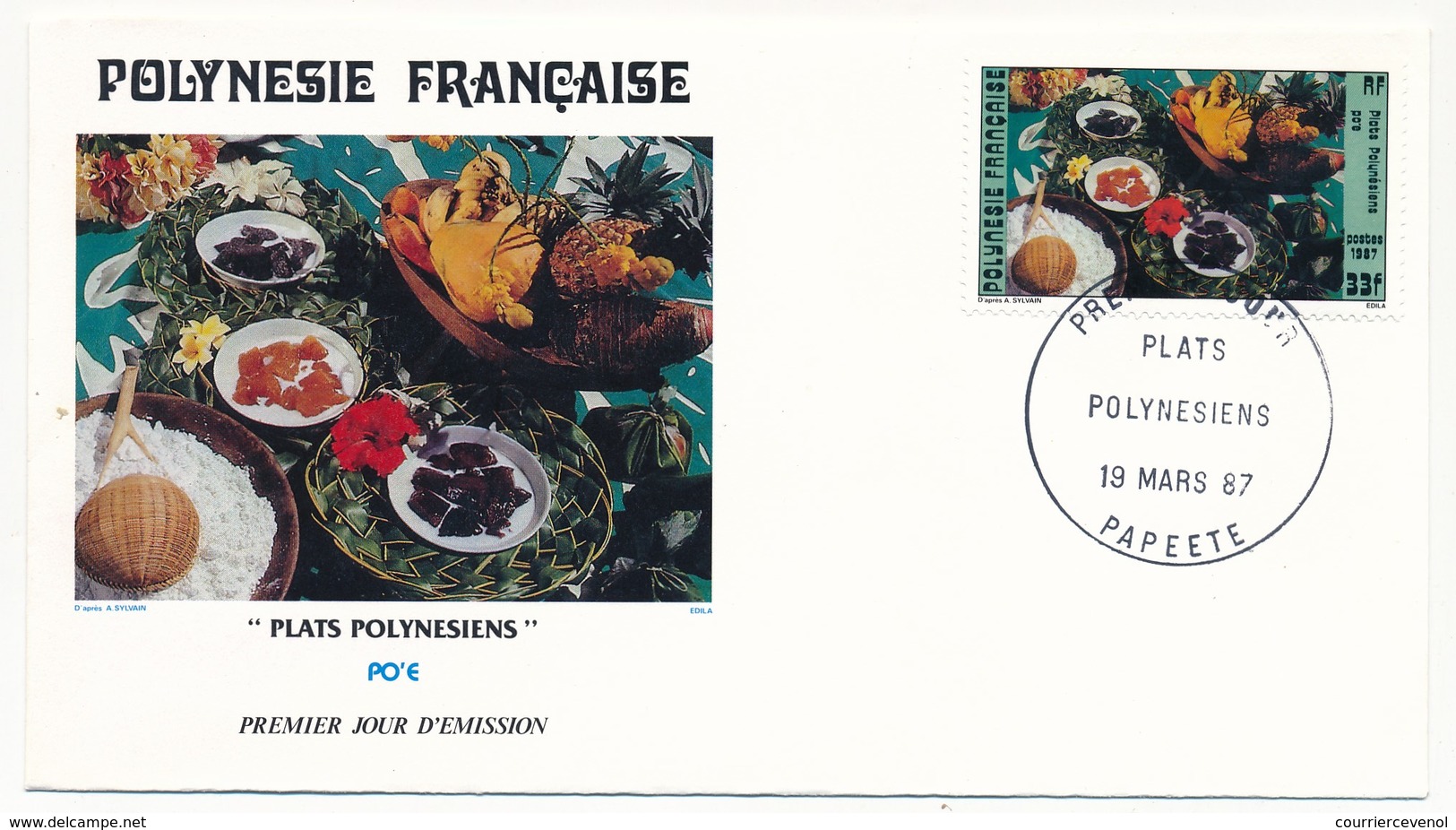 POLYNESIE FRANCAISE - 2 FDC - Plats Polynésiens - 19 Mars 1987 - Papeete - FDC