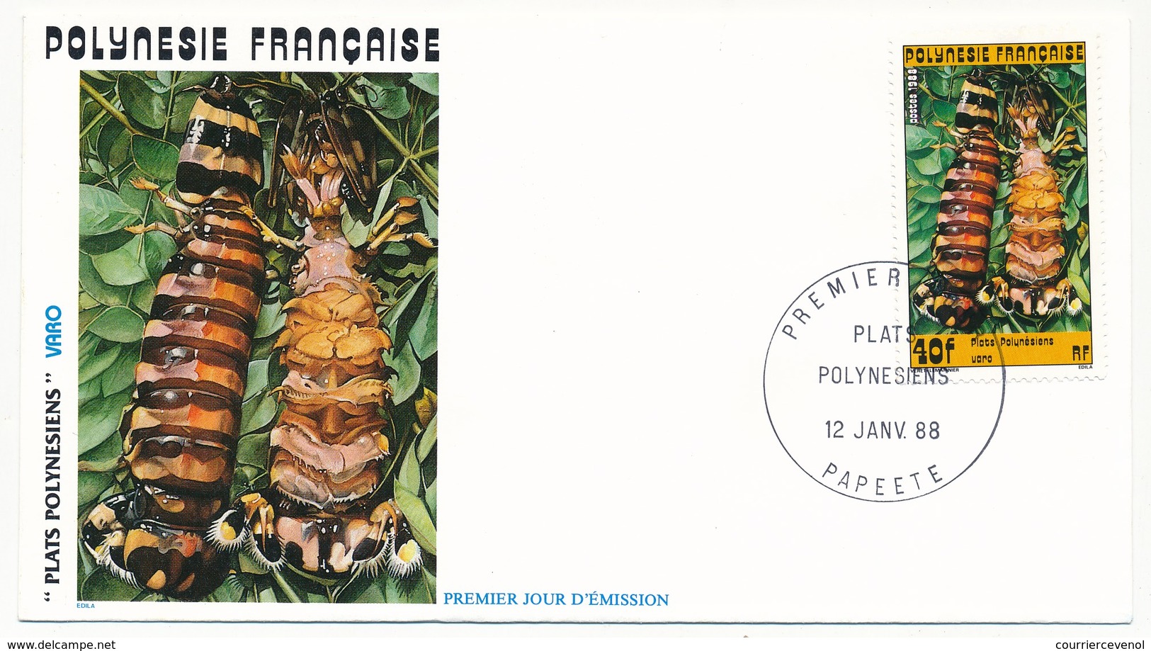 POLYNESIE FRANCAISE - 2 FDC - Plats Polynésiens - 12 Janvier 1988 - Papeete - FDC