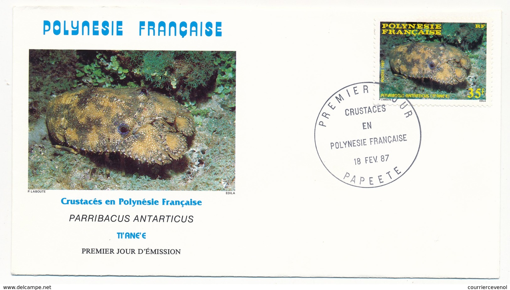 POLYNESIE FRANCAISE - 3 FDC - Crustacés En Polynésie Française - 18 Février 1987 - Papeete - FDC