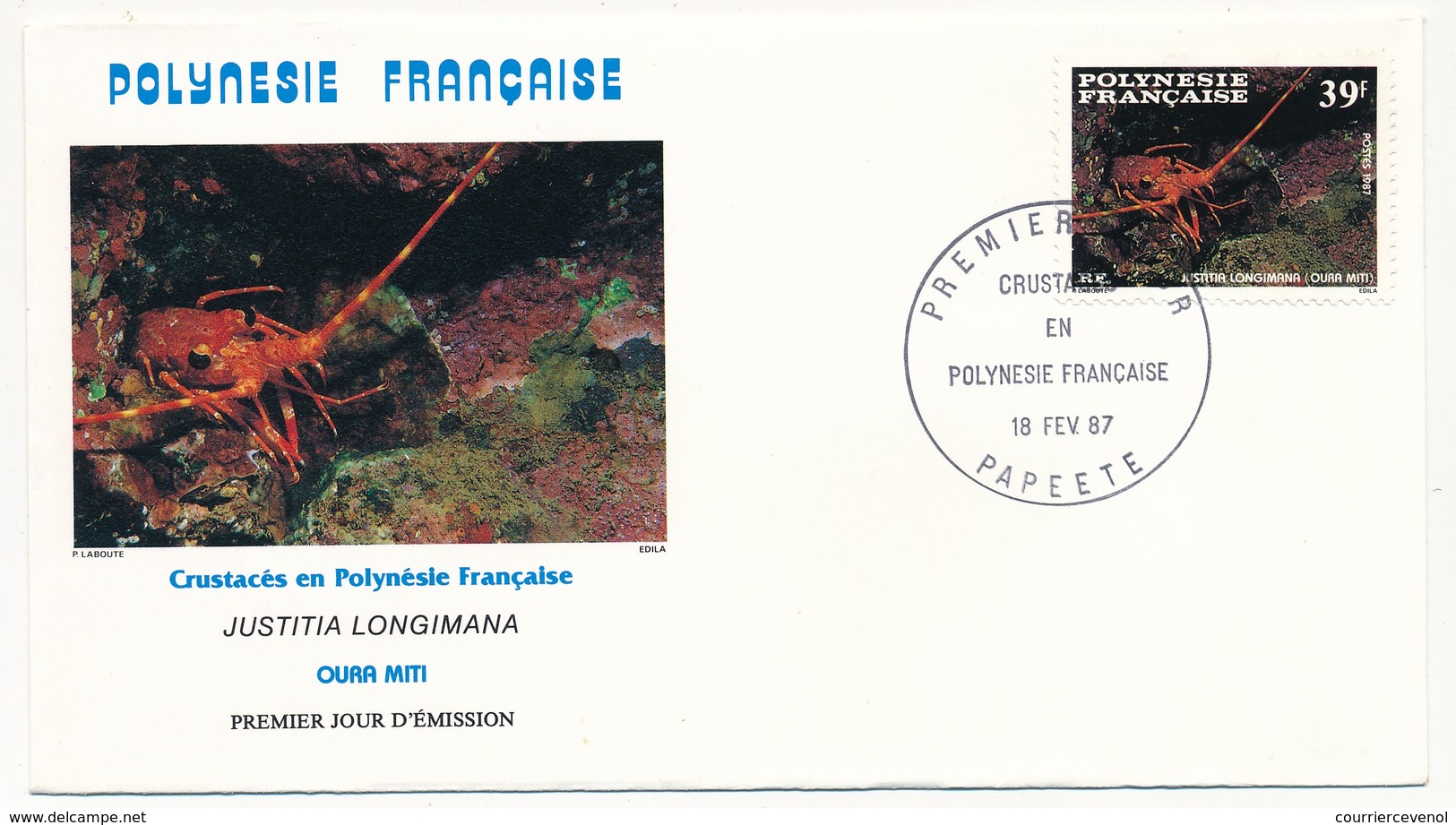 POLYNESIE FRANCAISE - 3 FDC - Crustacés En Polynésie Française - 18 Février 1987 - Papeete - FDC