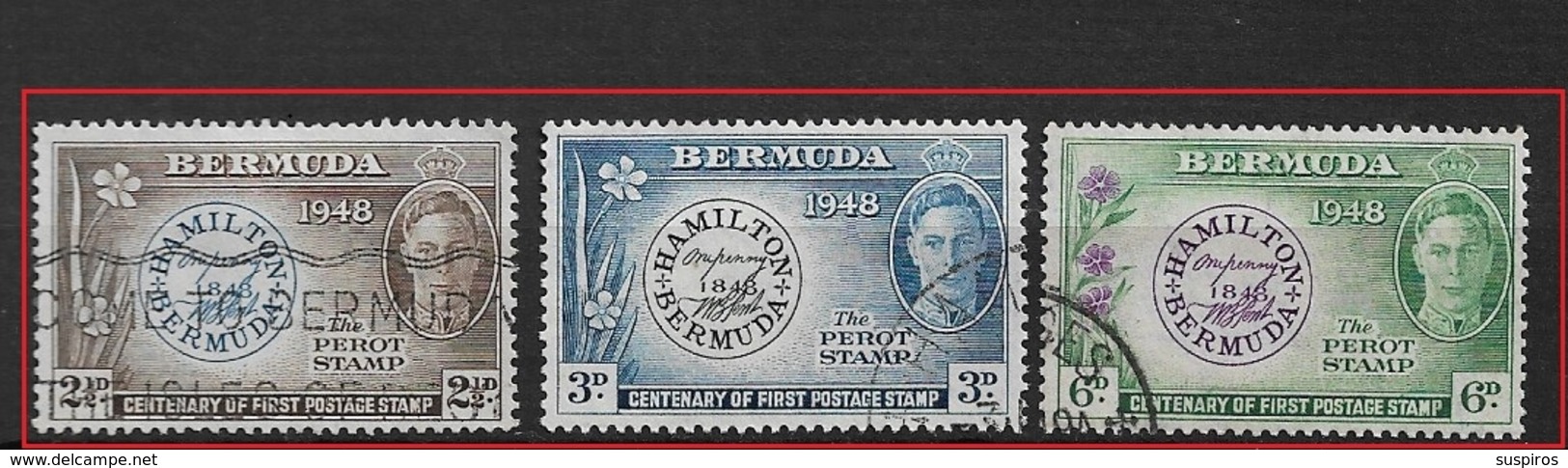 BERMUDA    1949 The 100th Anniversary Of Postmaster Perot's Stamp  USED SET - Bermuda