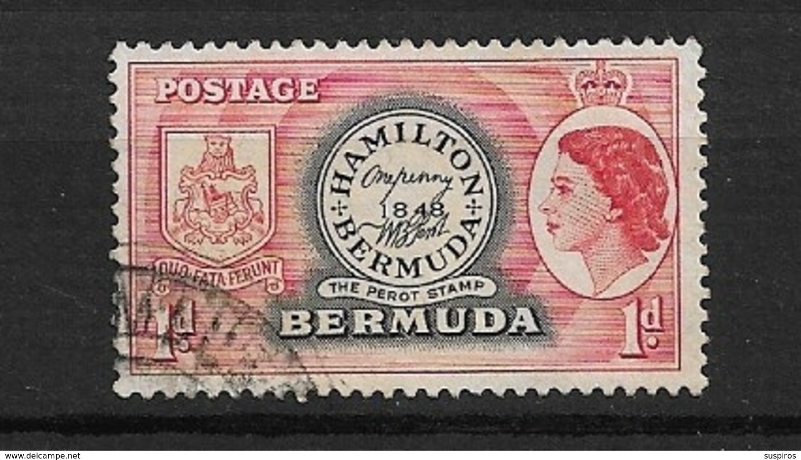 BERMUDA   1953 Local Motives And Queen Elizabeth II 1848 Perot Stamp  USED - Bermuda