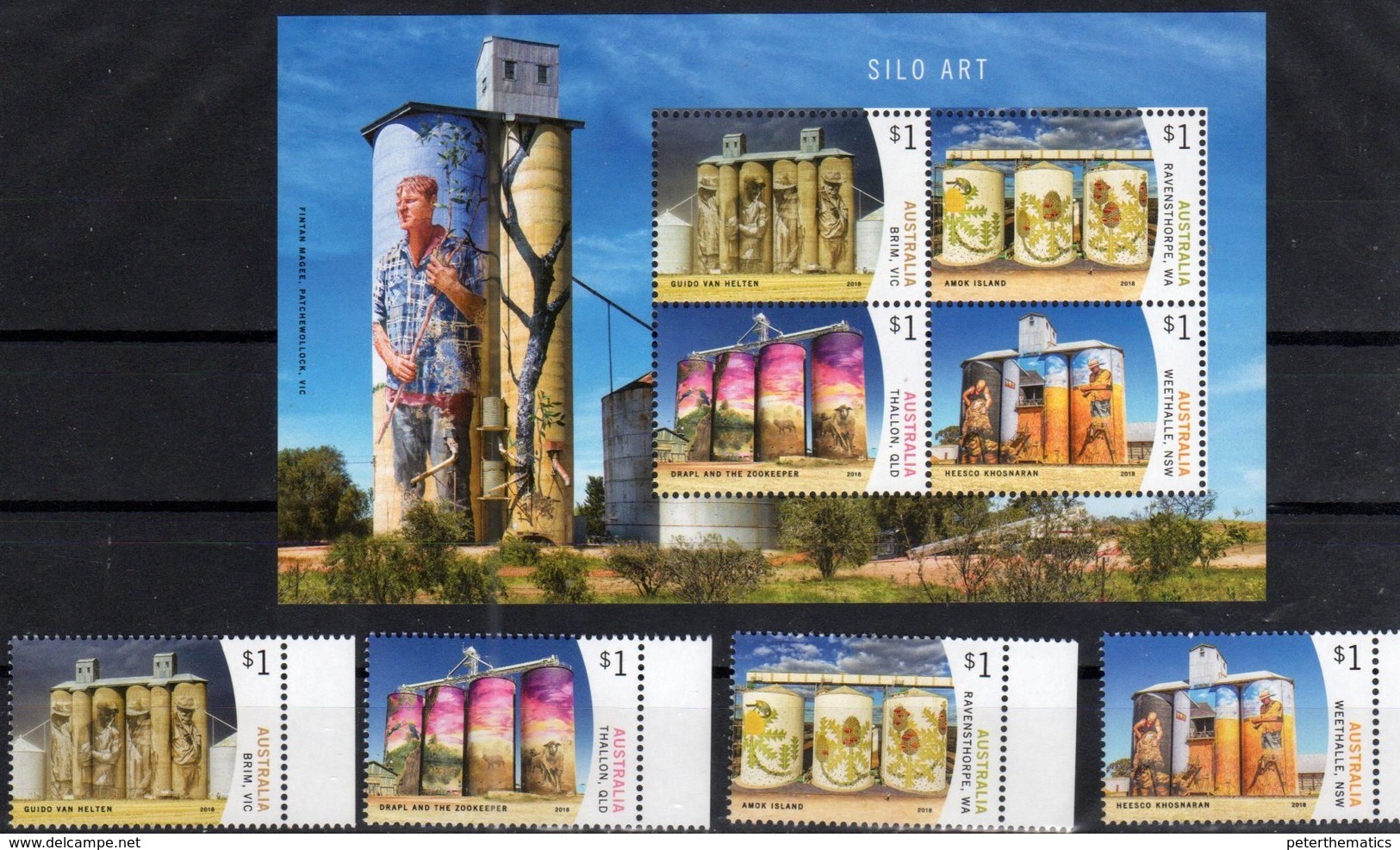 AUSTRALIA, 2018, MNH,ART, SILO ART,SHEEP,  4v+SHEETLET - Other & Unclassified