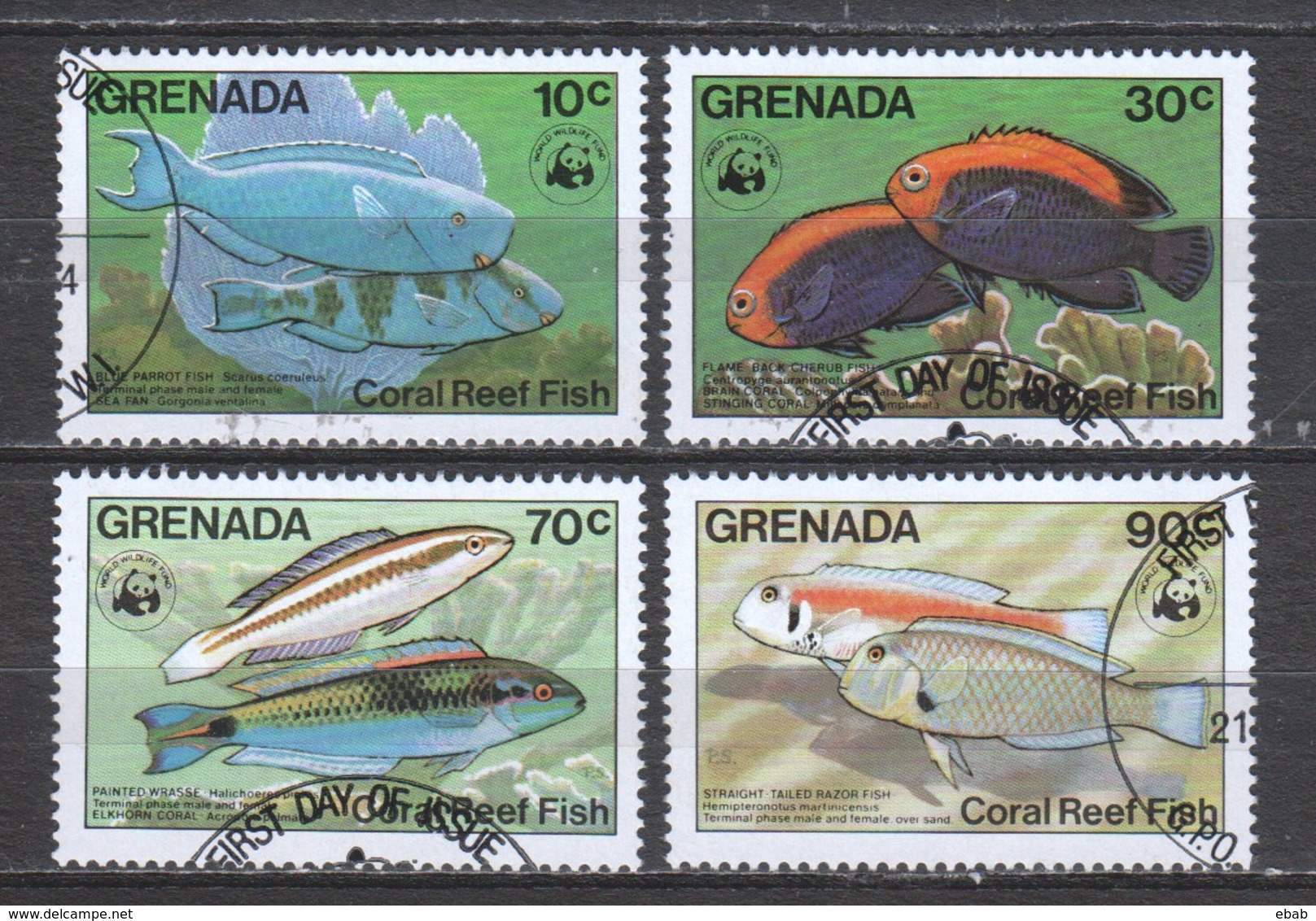 Grenada 1984 Mi 1299-1302 FISHES - Usados