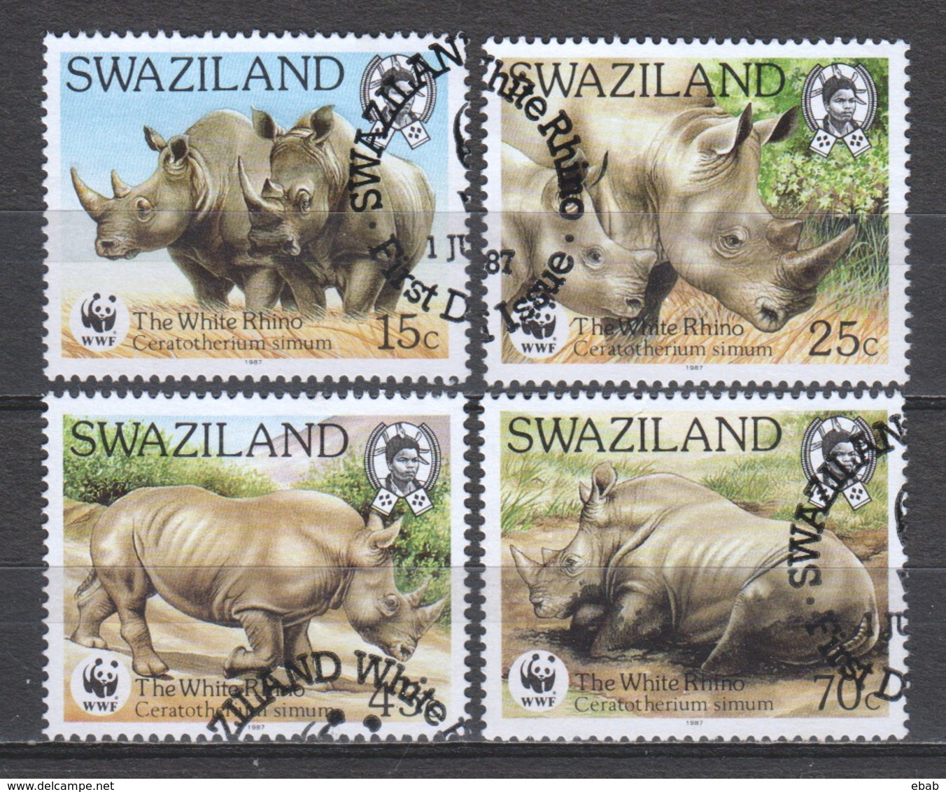 Swaziland 1987 Mi 528-531 RHINOS WWF - Used Stamps