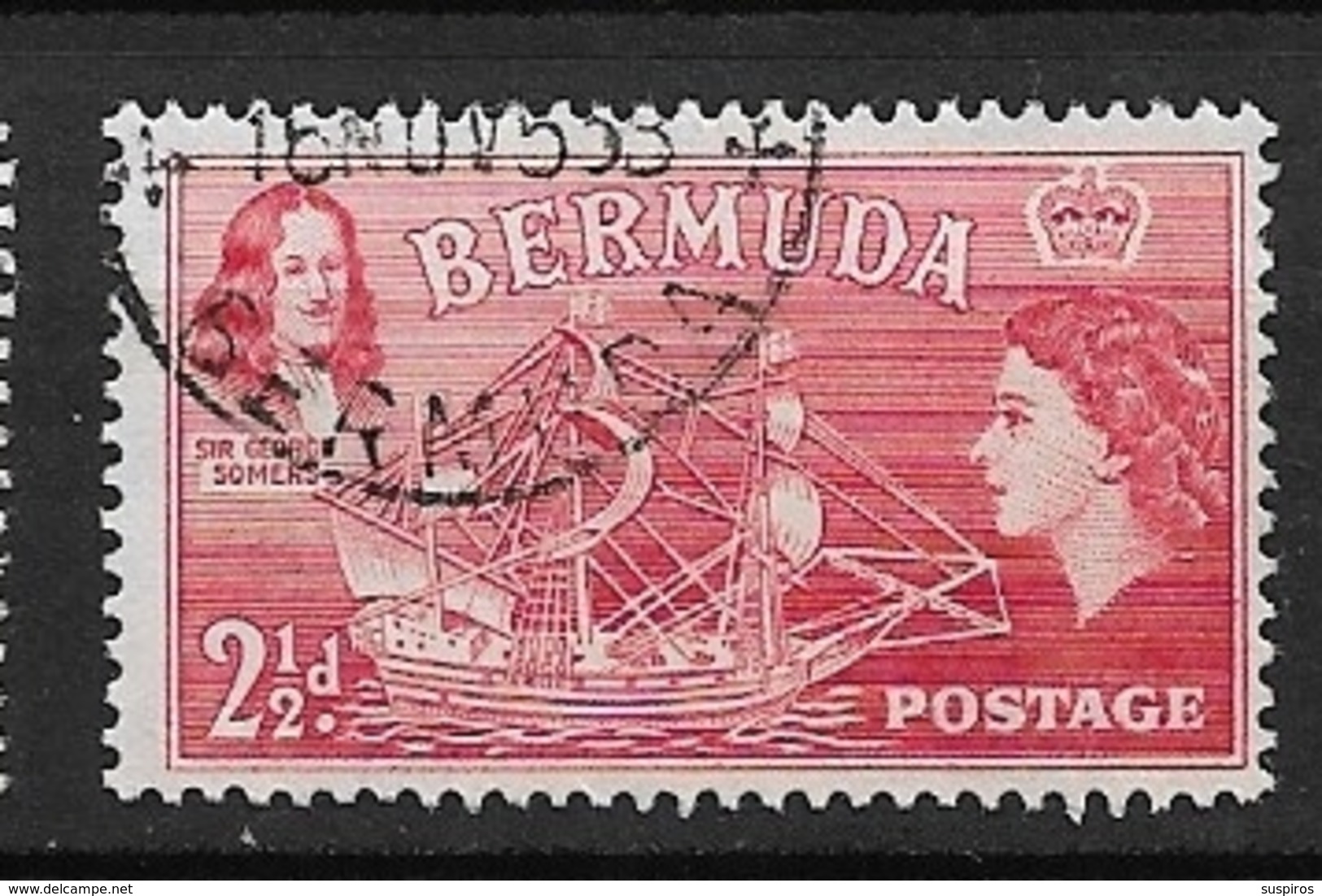 BERMUDA   1953 Local Motives And Queen Elizabeth II   Sir George Somers And "Sea Venture"  USED - Bermuda