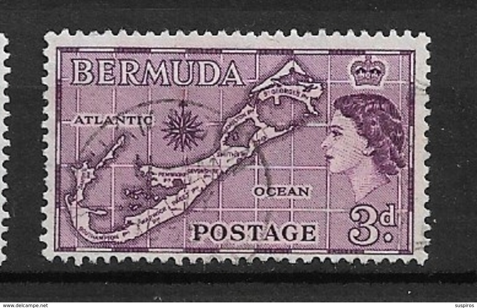 BERMUDA   1953 Local Motives And Queen Elizabeth II   USED    Map Of Bermuda WM4 - Bermuda