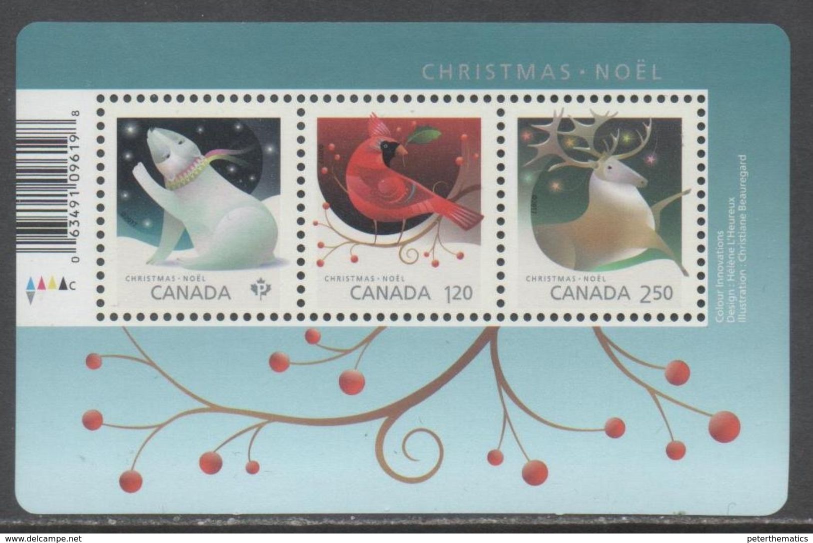 CANADA, 2017,MNH, CHRISTMAS, POLAR BEARS, BIRDS, REINDEER, SHEETLET - Christmas