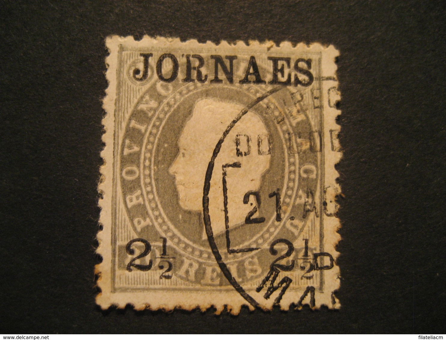 2 1/2 O.p. 80 Reis MACAU 1891/3 Yvert 44 (cancel Perf. 12 1/2 Cat. Year 2008: 6 Eur) Stamp Macao Portugal China Area - Oblitérés