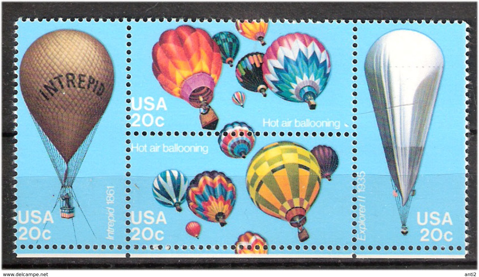 USA 1983 200 Years Of Aviation., Balloon In Bloc Mi  1617-1620 In Bloc, MNH(**) - Nuevos