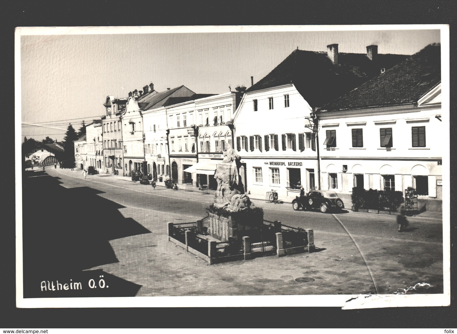 Altheim - Strassenpartie - Geschäften - Oldtimer Car / Auto - 1958 - Damaged - Altheim