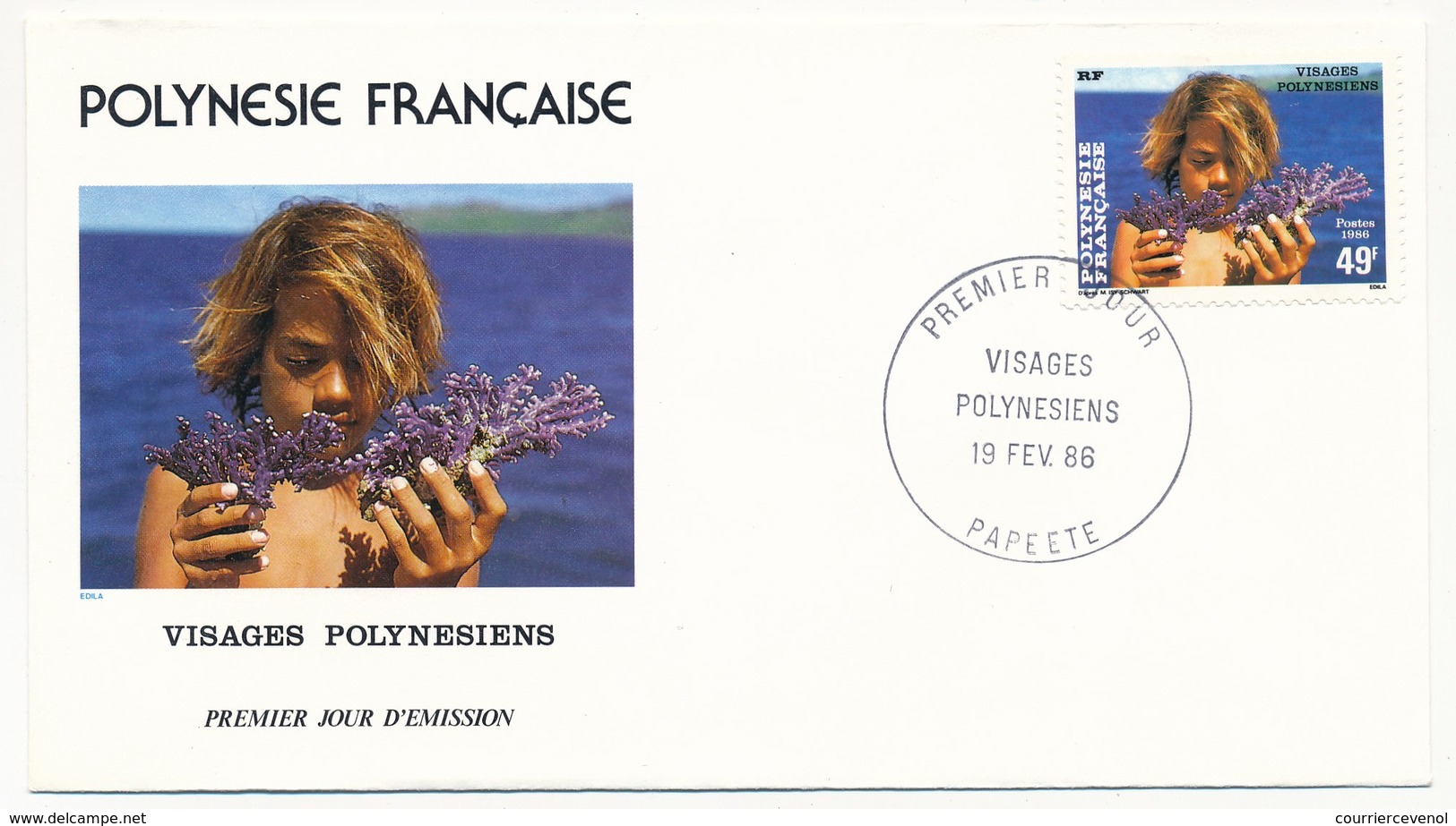 POLYNESIE FRANCAISE - 3 FDC - Visages Polynésiens - 19 Février 1986 - Papeete - FDC