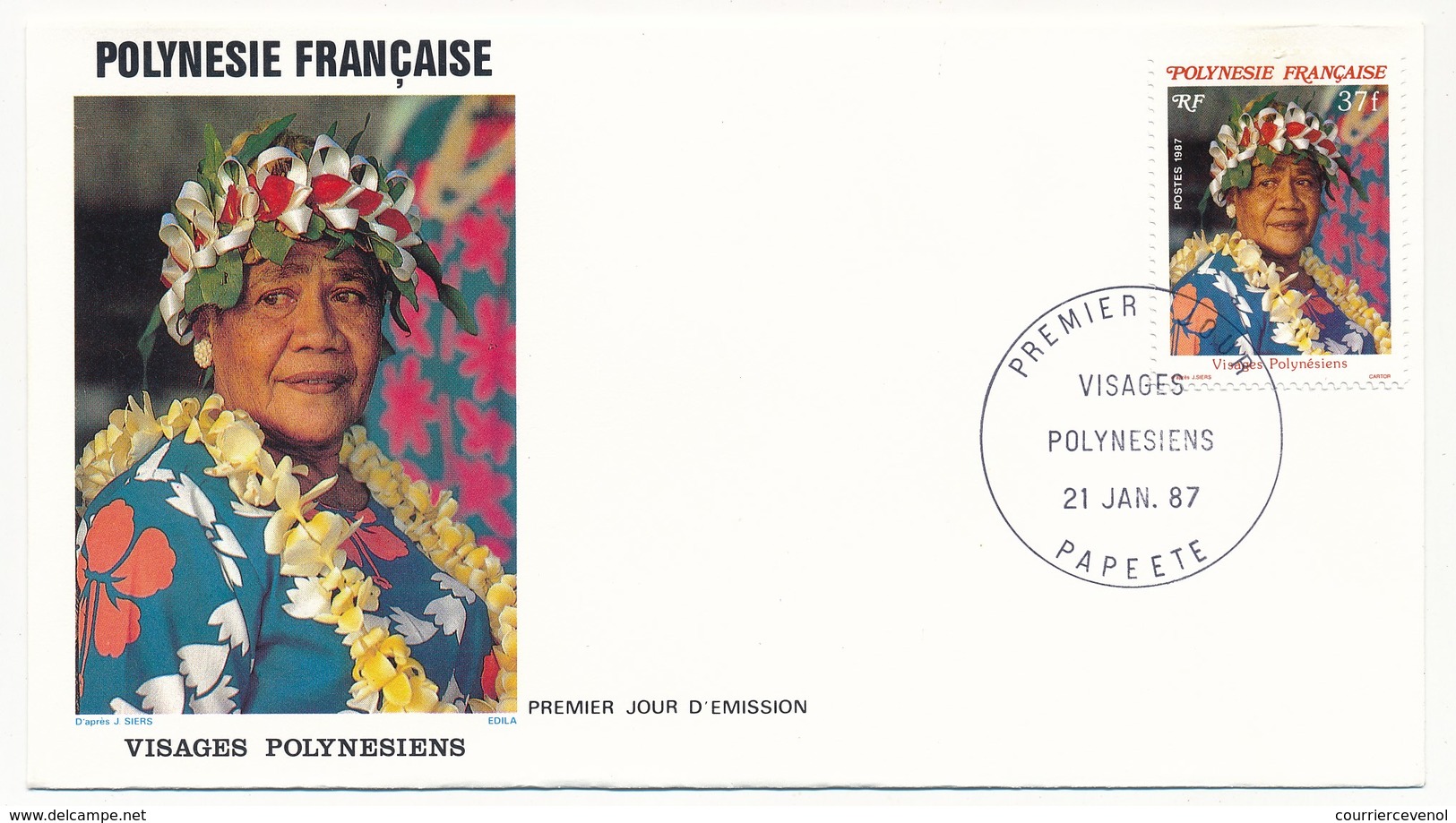 POLYNESIE FRANCAISE - 3 FDC - Visages Polynésiens - 21 Janvier 1987 - Papeete - FDC