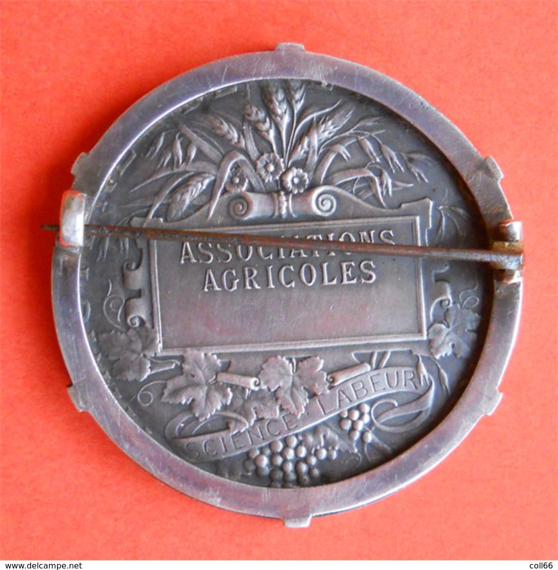 Fenaison Semaille Médaille Argent Montée En Broche Associations Agricoles Par Alphée Dubois 39gr Diam 4cms - Autres & Non Classés