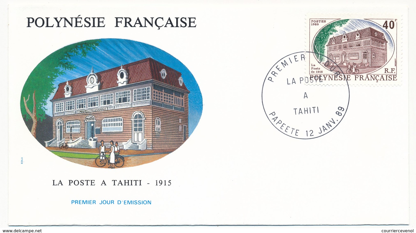 POLYNESIE FRANCAISE - 2 FDC - La Poste à Tahiti - 12 Janvier 1989 - Papeete - FDC