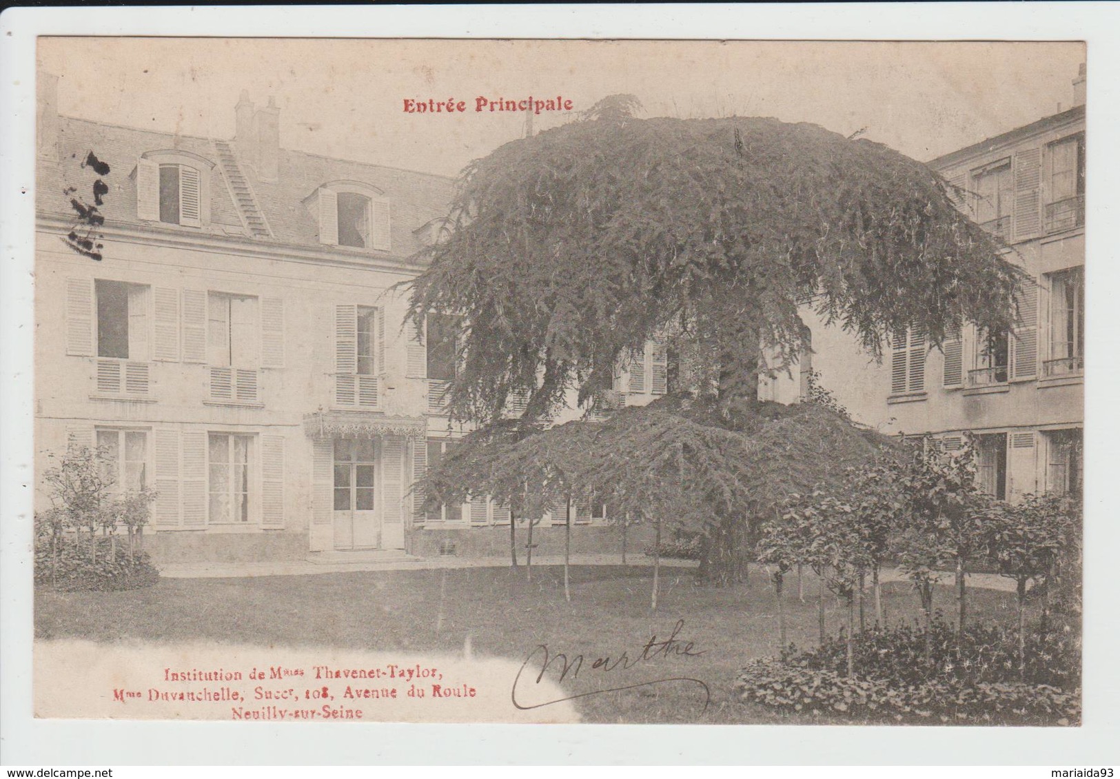 NEUILLY SUR SEINE - HAUTS DE SEINE - INSTITUTION DE MMES THAVENET TAYLOR - 108 AV DU ROULE - ENTREE PRINCIPALE - Neuilly Sur Seine