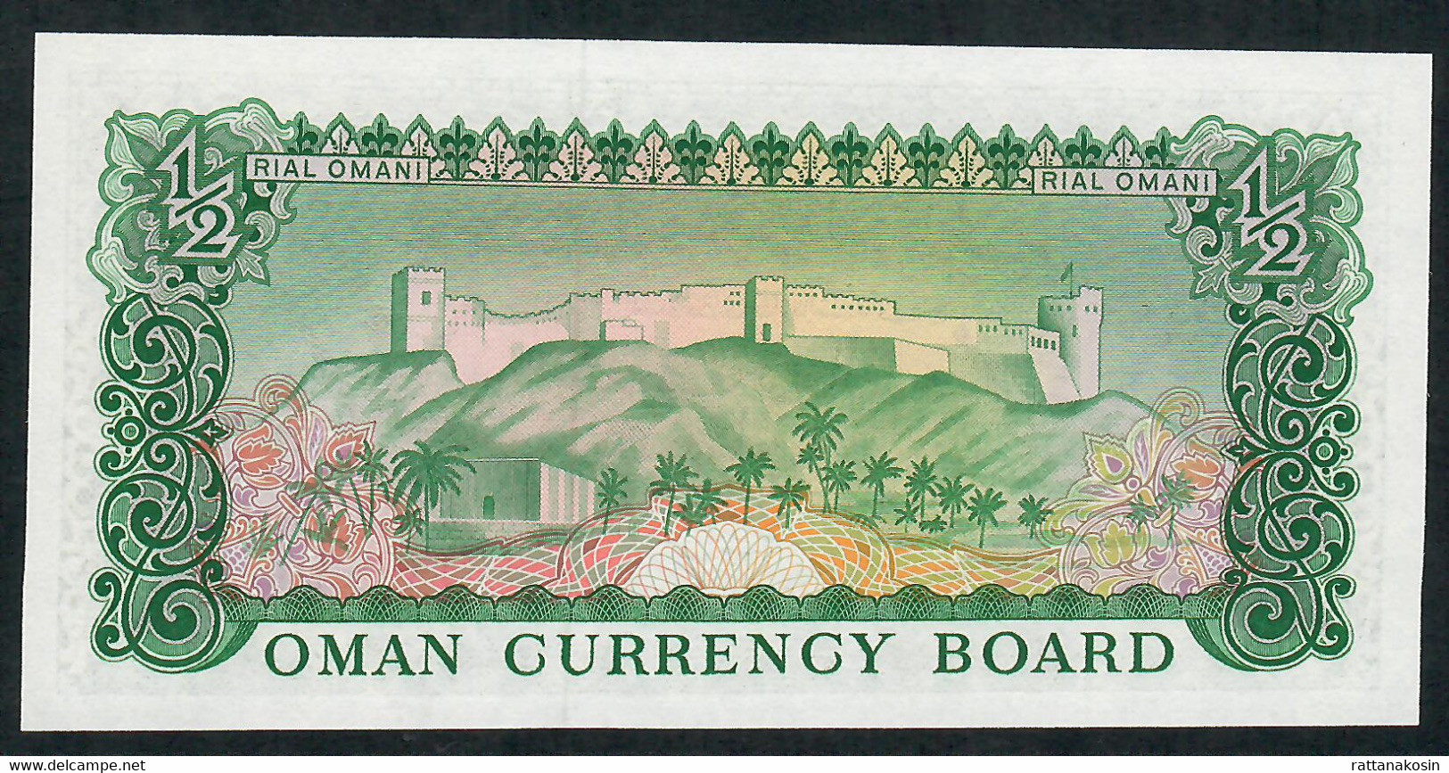 OMAN  P9  1/2  RIAL OMANI1972  #B/3  Signature 1     UNC. - Oman