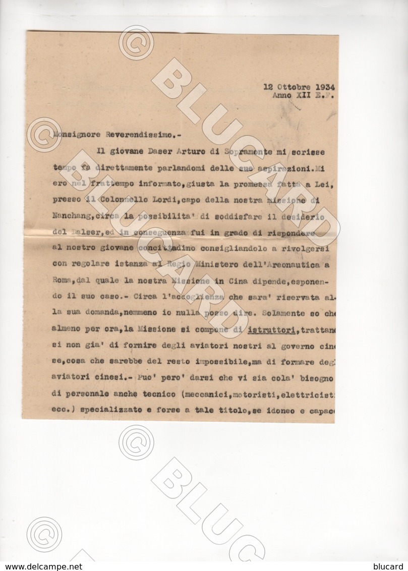 29636 CHINA 1934 2 INTERESTING LETTERS FROM CATHOLIC MISSION KICHOW AUTOGRAPH BISHOP RAFFAELE CAZZANELLI TO HANKOW - Documenti Storici