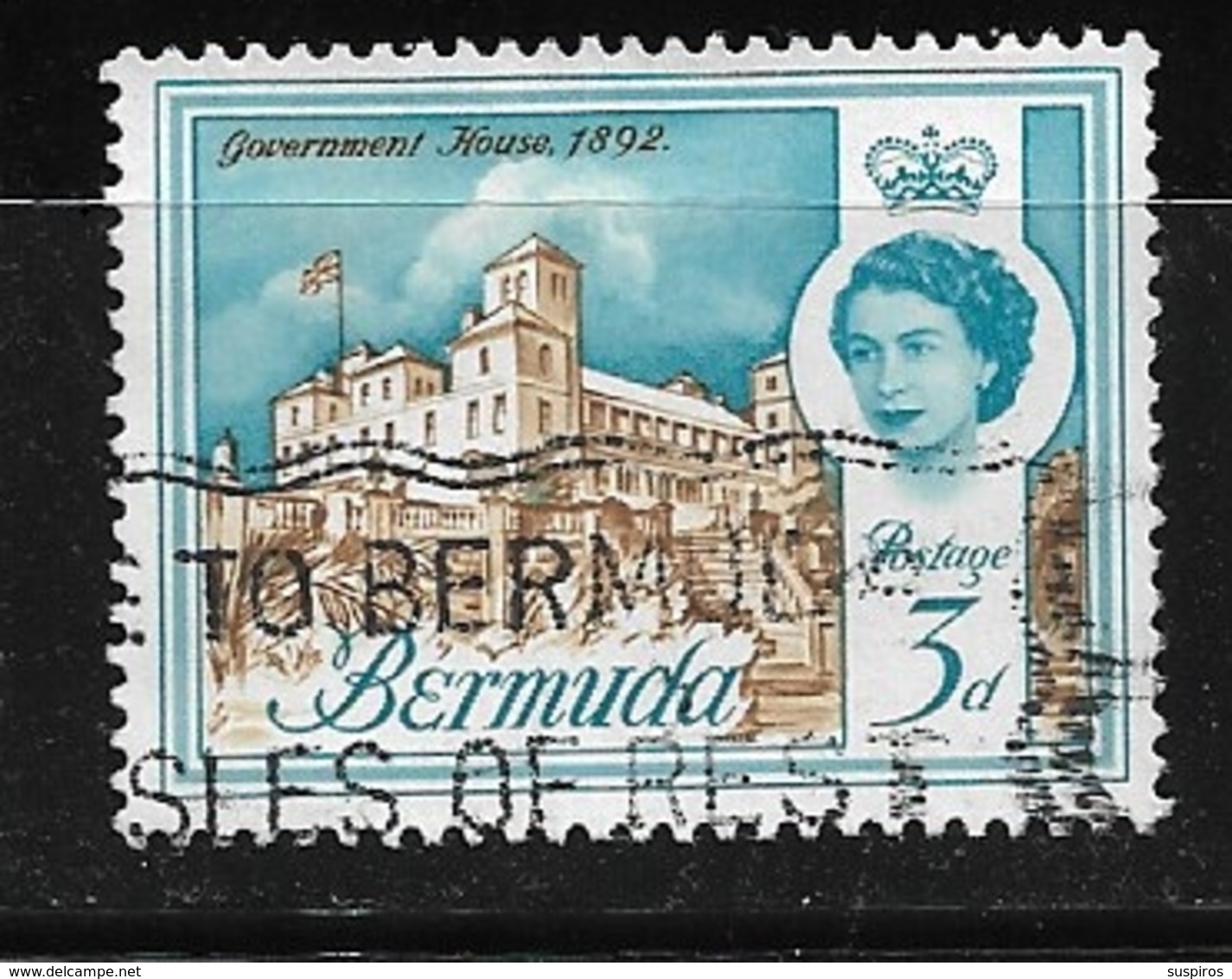 BERMUDA    1962 Definitive Issue  QUEEN ELIZABETH II 174 USED  GOVERMENT HOUSE - Bermuda