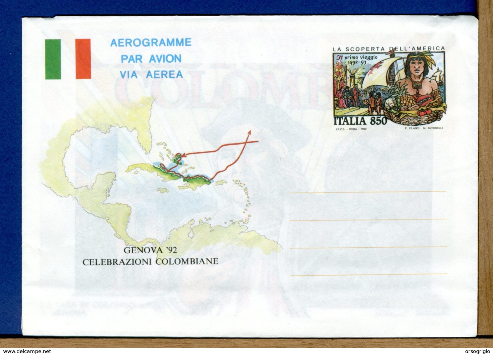 ITALIA - Cartolina Intero Postale -  CRISTOFORO  COLOMBO  1992 - Entero Postal