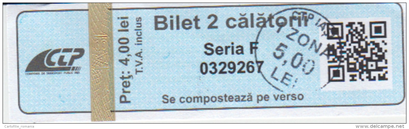 2 Trip Bus Ticket Iasi Romania Used - Europe