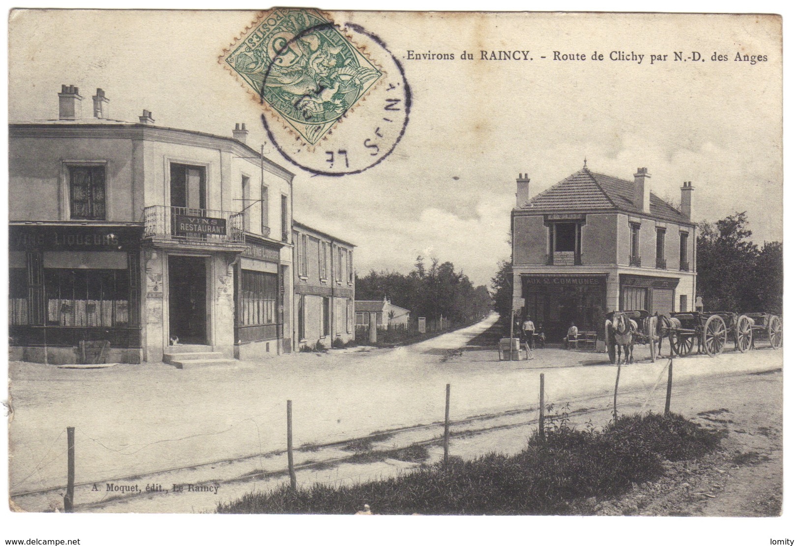 93 Environs Du Raincy Route De Clichy Par N D Des Anges Attelage Cpa Petite Animation Collect Moquet - Le Raincy