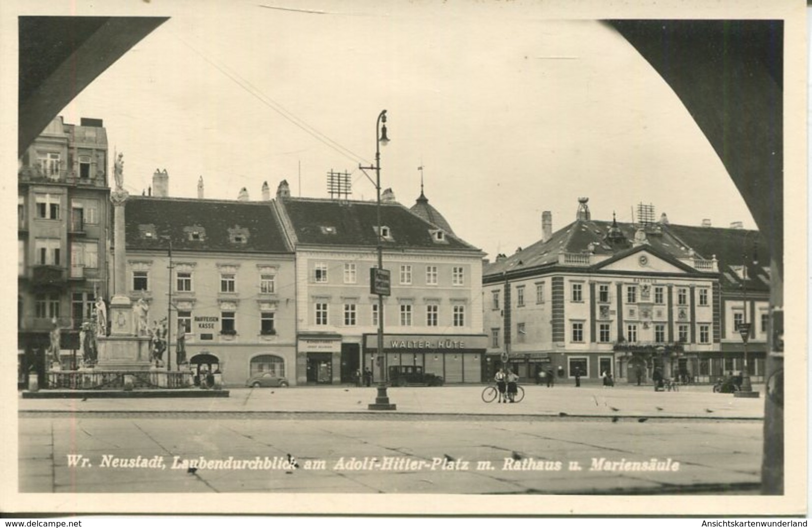 005630  Wiener Neustadt - Laubendurchblick Am Adolf-Hitler-Platz M. Rathaus U. Mariensäule - Wiener Neustadt