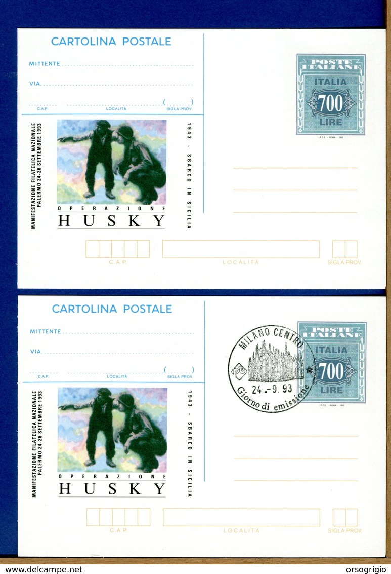 ITALIA - Cartolina Intero Postale - 1993     OPERAZIONE HUSKY - Interi Postali