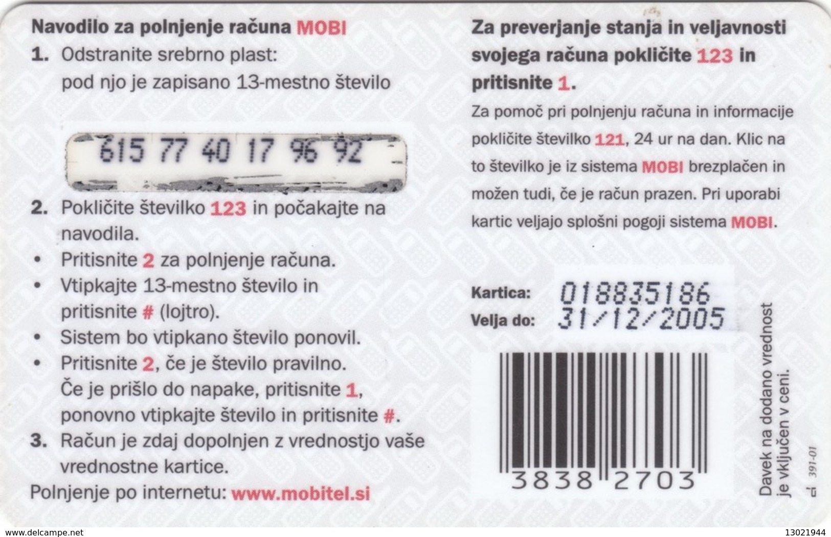 SLOVENIA SCHEDA TELEFONICA Sršenar / Honey Buzzard (Pernis Apivorus) - Altri & Non Classificati