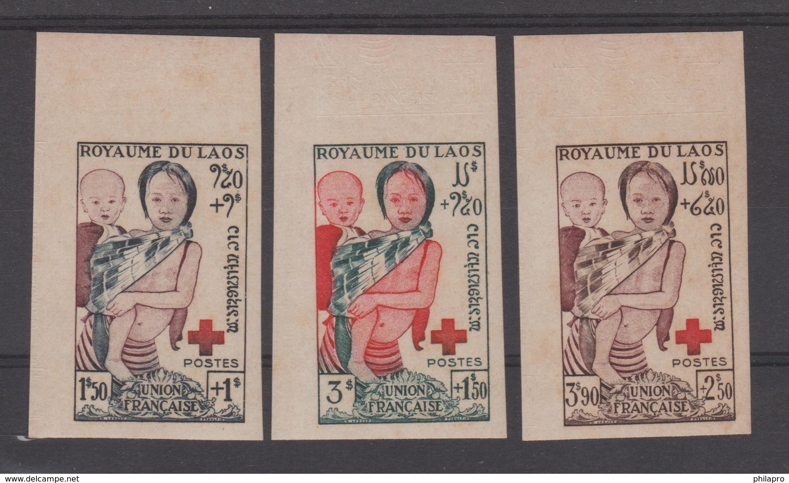 LAOS  1953  IMPERF / NON DENT  CROIX ROUGE / RED CROSS  **MNH     Réf  25 - Laos