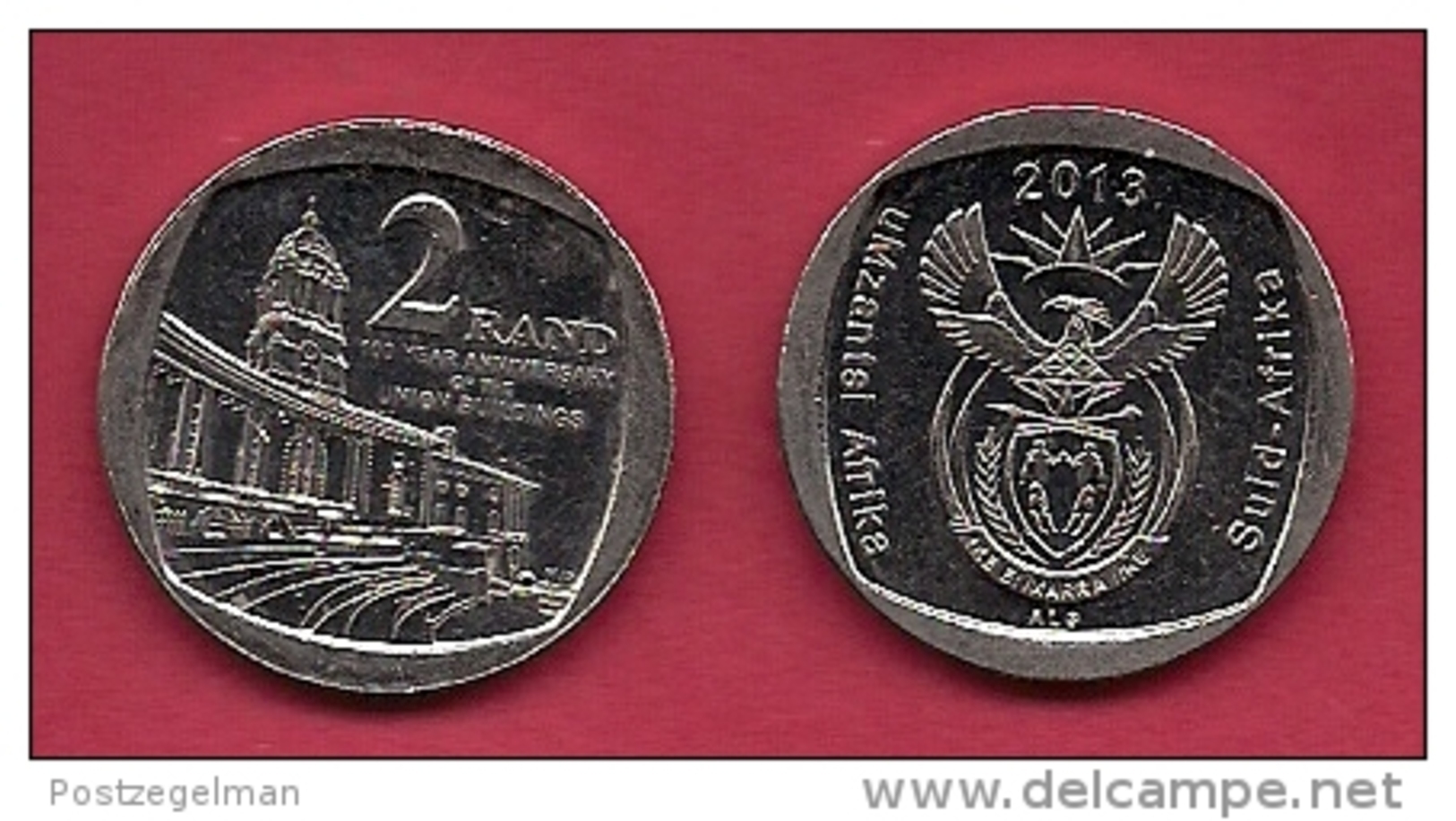 SOUTH AFRICA,  2013, Nicely Used Coin 2 Rand Union Building  C1479 - South Africa