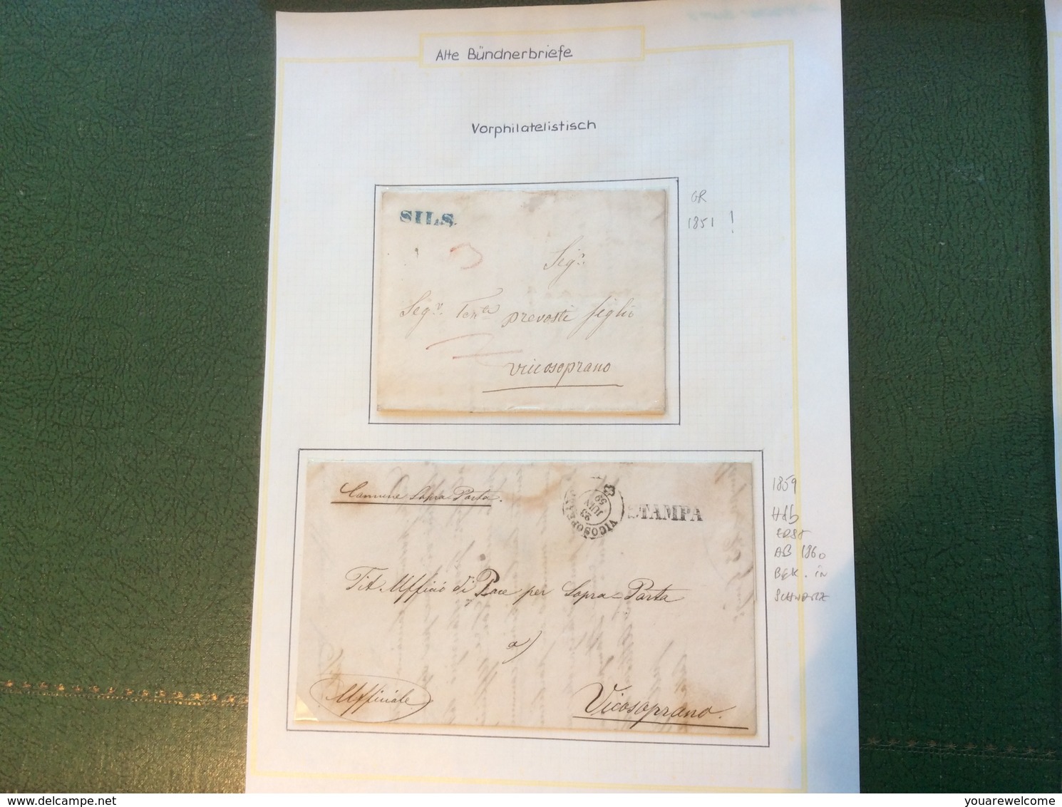 Schweiz Stabstempel Sammlung (GRAUBÜNDEN GR) 6 Briefe 1851-61 > Vicosoprano (Brief Engadin Collection Cover Switzerland - Lettres & Documents