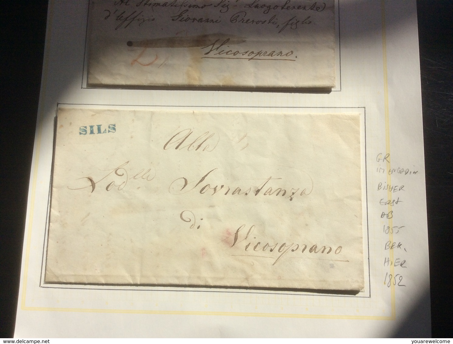 Schweiz Stabstempel Sammlung (GRAUBÜNDEN GR) 6 Briefe 1851-61 > Vicosoprano (Brief Engadin Collection Cover Switzerland - Covers & Documents