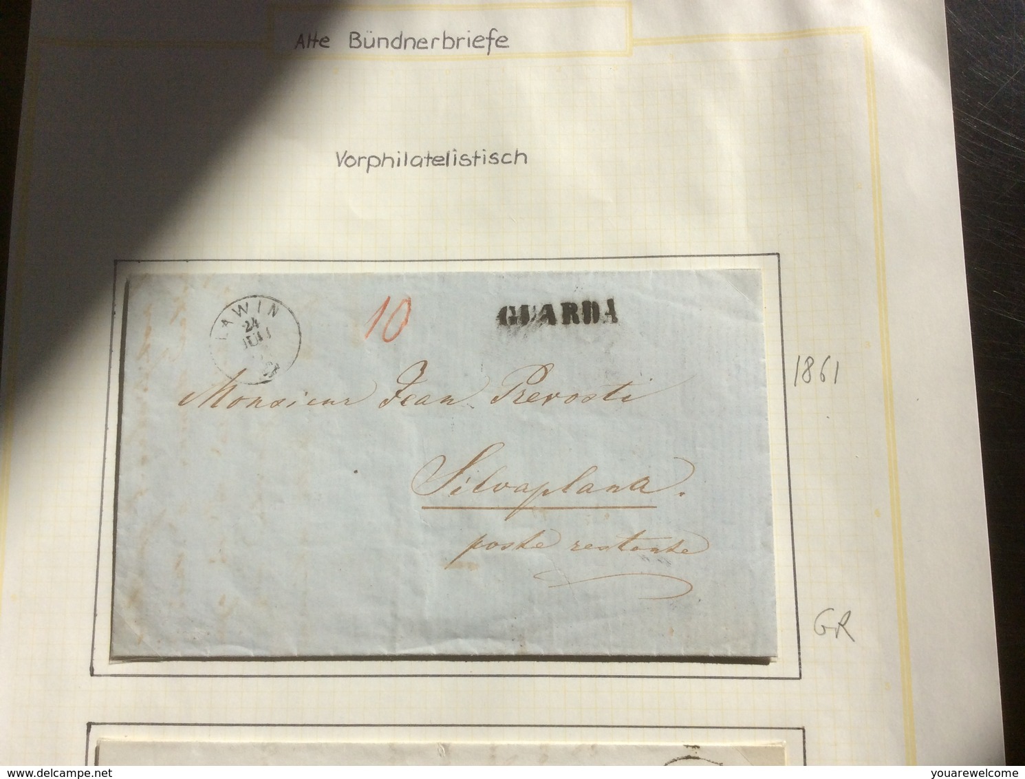 Schweiz Stabstempel Sammlung (GRAUBÜNDEN GR) 6 Briefe 1851-61 > Vicosoprano (Brief Engadin collection cover Switzerland