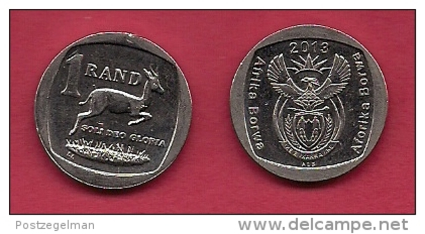 SOUTH AFRICA,  2013, Nicely Used Coin 1 Rand Springbok  C1337 - South Africa