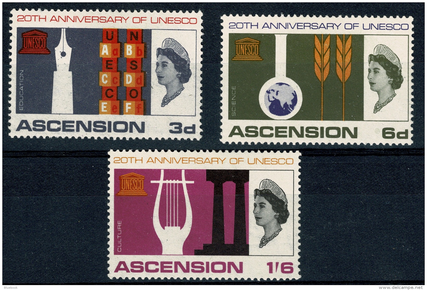 RB 1225 - 1967 Ascension - Unesco Mint Set Of 3 Stamps - Ascension