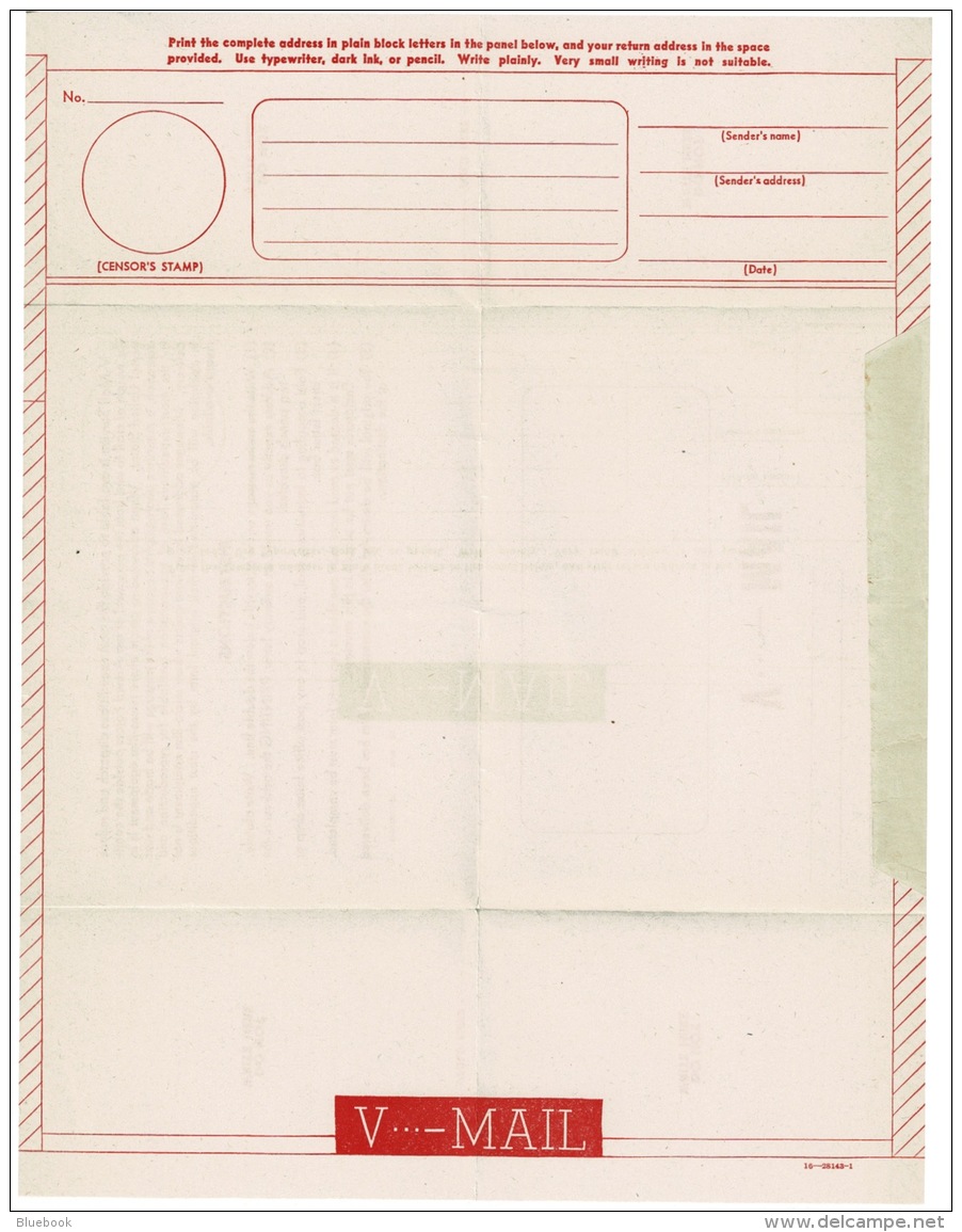 RB 1225 -WWII Mint USA V. Mail Form - Postal Stationery - Autres & Non Classés