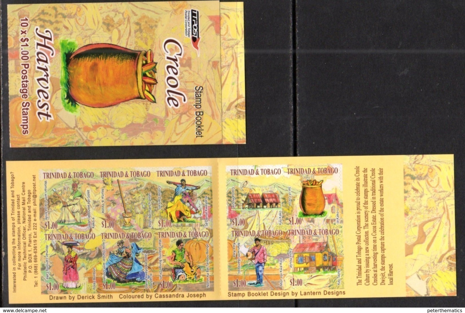 TRINIDAD AND TOBAGO, 2017, MNH, CREOLE HARVEST, AGRICULTURE, COCOA, COSTUMES, BOOKLET - Agriculture