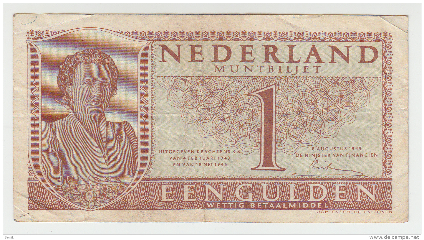 NETHERLANDS 1 GULDEN 1949 VF Pick 72 - 1  Florín Holandés (gulden)