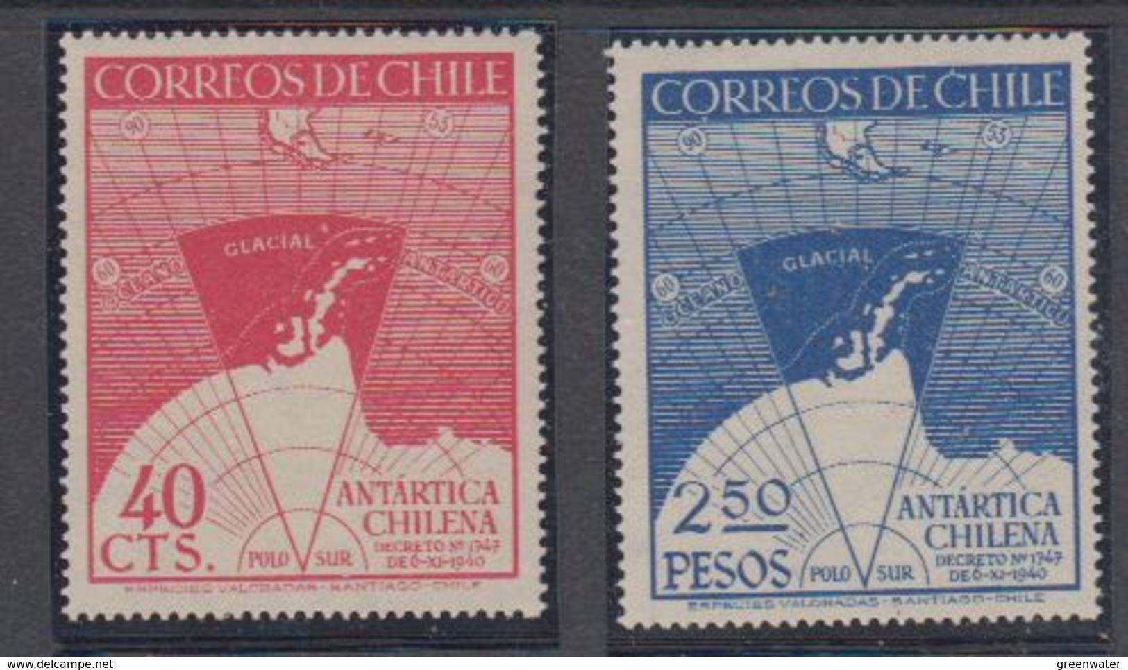 Chile 1947 Antarctica Chilena 2v ** Mnh (40784) - Chili