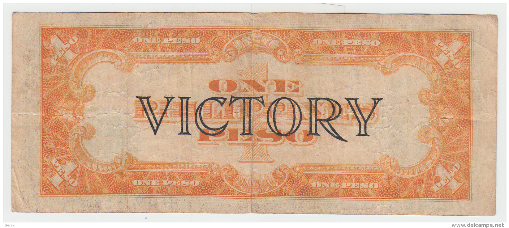 Philippines 1 Peso 1944 VF Victory Over Japan WW 2 - Series J Pick 94 - Filippijnen