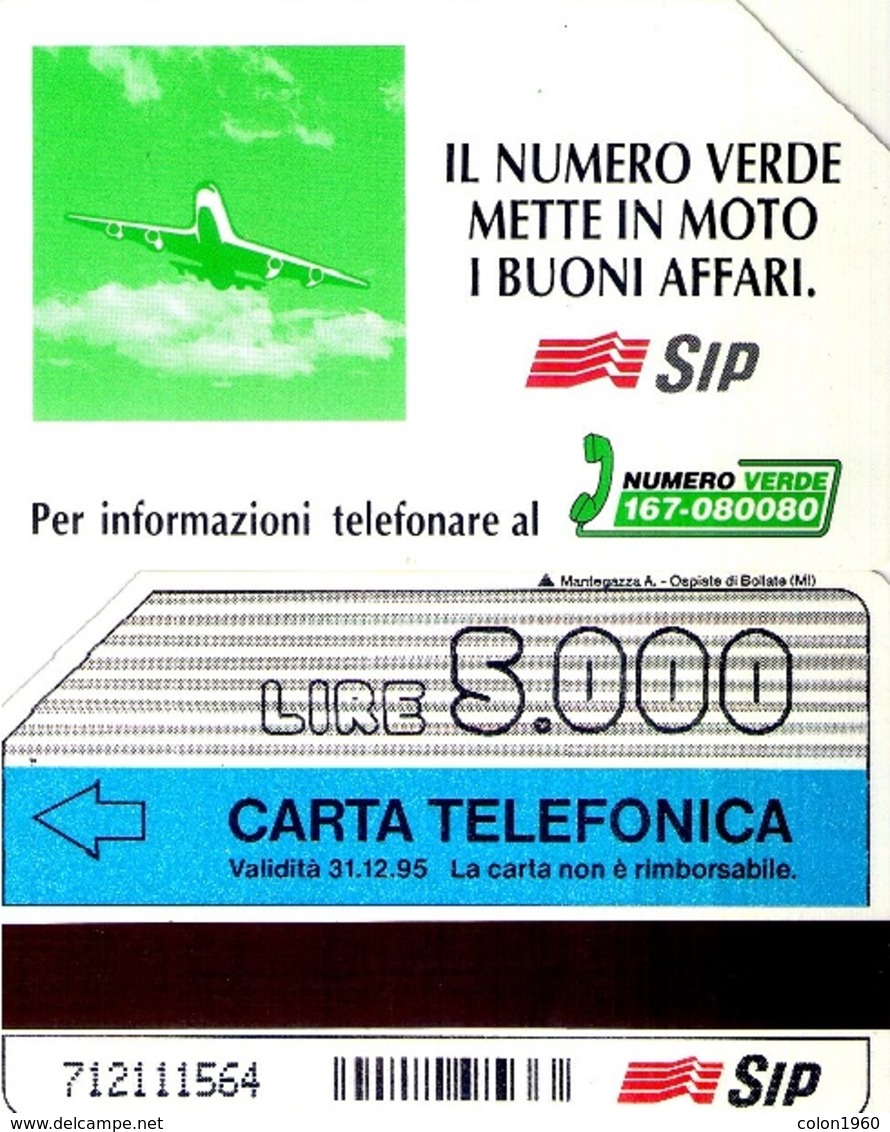 TARJETA TELEFONICA DE ITALIA, AVIONES. NUMERO VERDE AEREO. 31-12-95. 5000L. 2373. (166) - Avions