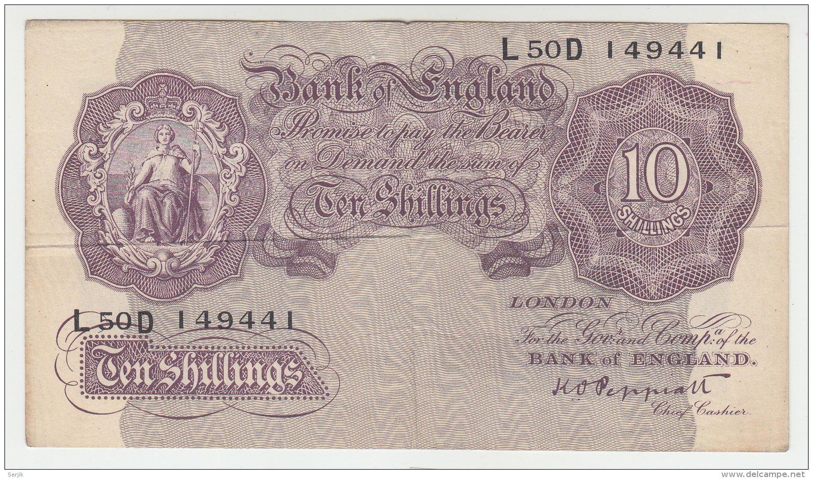 Great Britain 10 Shillings 1940-48 VG+ Pick 366 - 10 Schillings